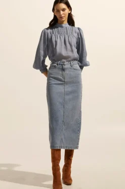 Women Zoe Kratzmann Accord Skirt - Washed Denim