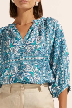 Women Zoe Kratzmann Hanker Top - Sapphire Tile